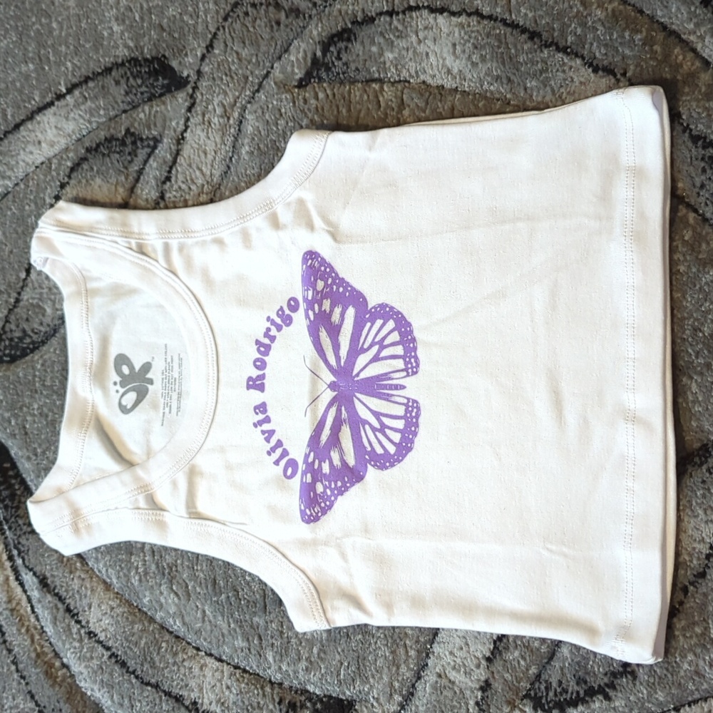 Official Olivia Rodrigo GUTS crop tank - white, butterfly - Size S